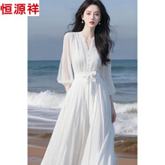 恒源祥2025新品連衣裙感海邊度假風(fēng)白色春夏溫柔系穿搭高端精致輕奢高級(jí) 白色連衣裙2025上新 XL 建議118-128斤