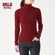 無(wú)印良品 MUJI 女式  羅紋高領(lǐng)毛衣 W9AA870 長(zhǎng)袖針織衫 紅色 S