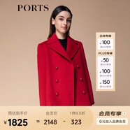 PORTS 寶姿秋冬新品女裝長(cháng)袖短大衣SM9C012ZWF024 深紅色 L (8)