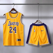 DOTSWOOSH-Nike湖人隊球服詹姆斯23號東契奇77號球衣24號科比運動(dòng)籃球服 科比黃色24號套裝 5XL（建議身高185-190CM）