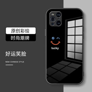 給力鼠好運(yùn)笑臉適用oppofindx6pro手機(jī)保護(hù)殼findx5保護(hù)套findx3 玻璃-黑色-黑底好運(yùn)笑臉 PPFindX6