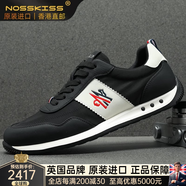 NOSSKISS國際奢侈品牌男鞋2025夏季新款百搭透氣軟底小白鞋男軟牛皮休閑鞋 黑色款式一 皮布拼接透氣 39 等于皮鞋39碼  運動鞋40碼