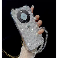 Ding Yimei適用VIVOX100pro+手機保護殼X90S高端X70t玻璃X50水鉆少女新款X27 全包精孔-透明滿(mǎn)鉆配珠子手錬 vivo X Flip