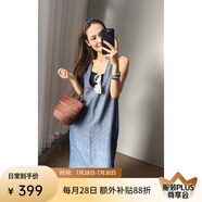 美洋（MEIYANG）清涼油亞麻連衣裙仿牛仔懶人休閑寬松無袖背心裙夏季休閑新款裙子 牛仔藍平替常規(guī)版 M