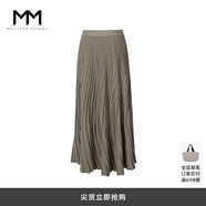 麥檬MM麥檬23年秋冬新款時尚高級小眾半身百褶長裙針織女5EA142011 灰綠 M