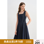 獨束大碼女裝【線雕裙】牛仔連衣裙夏季萊賽爾天絲透氣顯瘦背心裙 牛仔藍-無袖短款 M （尺碼：1）