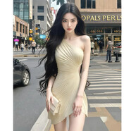 希諾佰迪（xinuobaidi）性感純欲鏤空斜肩連衣裙女2025夏季新款收腰顯瘦氣質(zhì)a字裙短裙子 連衣裙 【現貨-高品質(zhì)面料】 S