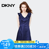 唐可娜兒（DKNY）【京東奧萊】新款夏季女裝時尚氣質(zhì)荷葉邊V領(lǐng)無袖收腰顯瘦連衣裙D DD1BG352-480 S