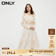 ONLY通勤氣質(zhì)收腰U領(lǐng)歐根紗套裝連衣裙女|124146002 A03 毛藝灰色 L (170) 88A