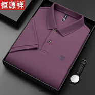 恒源祥高端純棉短袖T恤男士夏季POLO體恤衫絲光棉翻領(lǐng)老虎頭半袖男上衣 玫瑰紫 2XL 185【建議160-175斤】