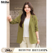 MsShe大碼女裝2025新款秋款胖mm職業(yè)裝彈力西服女200斤秋裝 彈力西裝-油彩綠色現(xiàn)貨 2XL