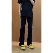 大魚(yú)界線(xiàn)（dayujiexian）美式彎刀男士直筒美式vibe新款cleanfit直腳褲夏季秋冬 黑色 S