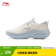 李寧（LI-NING）【劉詩雯同款】凌波休閑慢跑鞋女鞋25夏季時尚透氣舒適回彈運動鞋 云霧白-1 38