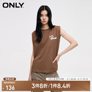 ONLYONLY夏季時(shí)尚簡(jiǎn)約圓領(lǐng)刺繡寬松背心無(wú)袖T恤女|124101084 E09 利口褐色 S 160/80A