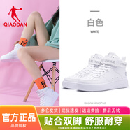 喬丹（QIAODAN）女鞋板鞋高幫運動(dòng)鞋2025皮面防水百搭潮輕便空軍一號學(xué)生休閑鞋 白色/小白鞋-507 35
