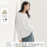 對白萊賽爾簡約純色百搭長袖T恤女2025春季新款內(nèi)搭寬松圓領上衣 月光白 S