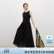 范思藍恩法式氣質網(wǎng)紗針梭拼接T恤裙子女2025夏季新款小黑裙2756 黑色 L