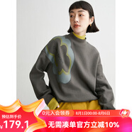 雲上生活女裝簡(jiǎn)約休閑印花半高領(lǐng)衛衣新款休閑衛衣春秋款上衣V6182X 深灰色 L