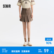森馬半身裙女純色短裙小個子俏皮時尚24夏季純棉百褶裙復(fù)古 咖啡50892 160/66A/M