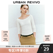 UR秋季新款女裝蕾絲花邊打底外穿修身長(zhǎng)袖T恤UYY440035 本白 S