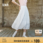 森馬（Semir）半身裙女松緊腰A字裙氣質(zhì)夏季2025拼接蕾絲波點長裙109325120005