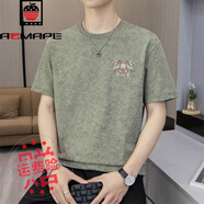 AEMAPE美國(guó)蘋果T恤男青年休閑圓領(lǐng)薄款體恤夏季新款潮牌印花短袖上衣 TX2240軍綠色 M 95-115斤