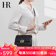 HR赫蓮娜女包單肩斜跨包小香風(fēng)頭層牛皮菱格鏈條包高級(jí)感生日禮物 黑色【升級(jí)款】
