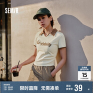森馬（Semir）POLO衫女短款小心機(jī)撞色夏季復(fù)古字母緊身套頭衫109324115006