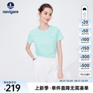 Navigare意大利小帆船短袖T恤衫女夏季圓領(lǐng)百搭體恤衫修身短款基礎(chǔ)款上衣 鼠尾草灰綠 XL