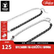 GENANX閃電潮牌新款項鏈不銹鋼合金情侶項鏈520情人節(jié)送禮物長度可調節(jié) 銀白色 50cm /S碼-女鏈（長度可調）