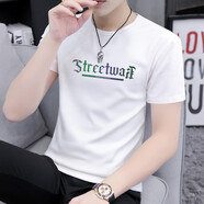 森馬（Semir）夏季純棉短袖t恤男圓領修身時尚百搭男裝薄款透氣體恤衫青年上衣 白色(字母) 高品質(zhì) 不起球 均碼 可聯(lián)系客服尺碼