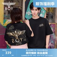 BOY LONDON【祥云報(bào)喜】25新款春夏情侶黑金老鷹針織短袖T恤N01826 黑色 L