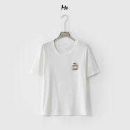 ME HOME YANG【N5釘珠T(mén)】天絲混紡重工釘鉆顯瘦舒適時(shí)尚百搭短袖T恤 云水白 S (36) 80-100
