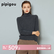皮皮狗 兩翻領(lǐng)套頭 打底羊絨衫基礎(chǔ)新款打底羊絨針織衫女士內(nèi)搭毛衣 810鐵灰 S /095