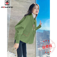 AEMAPE2025秋冬高級(jí)感綠色小香風(fēng)毛呢新款短款外套女裝上衣 深綠色  M 90-105斤