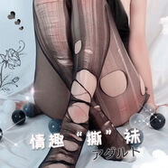 惹火貓性感情趣內(nèi)衣女黑激情手撕襪誘惑連褲襪一次性絲襪超薄 R691黑