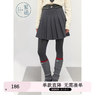 紫涵（ZIHAN）紫涵絨面高腰百褶短裙女2024年冬季新款學(xué)院風(fēng)時(shí)尚氣質(zhì)a字半身裙 灰色 XL