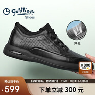 金利來（goldlion）男鞋男士沖孔涼鞋透氣舒適耐磨休閑皮鞋G506230114AAD黑色37碼