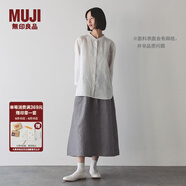無(wú)印良品（MUJI）女式 漢麻棉輕便長(cháng)裙 長(cháng)半身裙女裙子 25年夏季女裝 BE1VBC5S 灰色條紋 XL （165/74A）