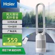 海爾（Haier）無(wú)葉風(fēng)扇家用辦公室京東自營(yíng)空氣循環(huán)扇直流節(jié)能落地扇定時(shí)母嬰風(fēng)扇塔扇立式電風(fēng)扇 遙控款HFW-J09