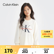 Calvin Klein CK童裝男女童純棉長(cháng)袖T恤新款大logo兒童休閑上衣潮 象牙白 140 /68 【建議身高128-140cm】