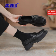 ZCVRR軟底樂福鞋女2025春夏季新款復(fù)古百搭jk單鞋配裙子英倫風(fēng)小皮鞋女 黑色 36 (230mm)