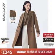 朗姿純羊毛中長款雙面呢流行時(shí)尚高級(jí)感大衣春冬新款法式毛呢外套 深橄欖綠色 175/92A/XXL