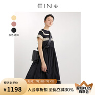 EIN【輕禮服】EIN言小黑裙中長款絲棉短袖蕾絲連衣裙女2024夏季新款 小黑裙 M