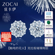 佐卡伊鉆石耳釘女白18K金耳飾群鑲顯鉆款珠寶首飾觸電系列送女朋友禮物 約1.5克拉效果F-G/SI