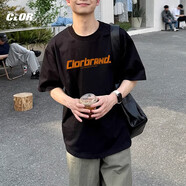 CLORT恤男士夏季純棉休閑打底衫潮流透氣薄款寬松上衣女C007黑色L