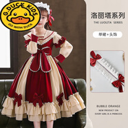 G.DUCKKIDS女童洛麗塔公主裙春裝長(cháng)袖學(xué)院風(fēng)秋冬裝新款2024洋氣蘿莉塔連衣裙 紅色長(cháng)袖洛麗塔+頭飾 150 (參考年齡10-11歲)碼(參考