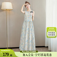 絲柏舍印花連衣裙2025夏裝新款女裝A字通勤風(fēng)簡約圓領(lǐng)無袖長裙