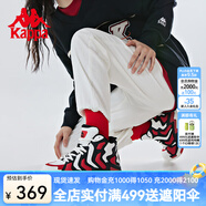 卡帕（Kappa）籃球鞋新款情侶男女拼色板鞋中高幫皮面運動小白鞋 韓國白/黑色/櫻桃紅012A 43