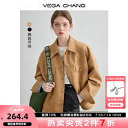 VEGA CHANG短外套女2025年新款秋裝復(fù)古顯瘦曠野美拉德上衣 核桃棕 L